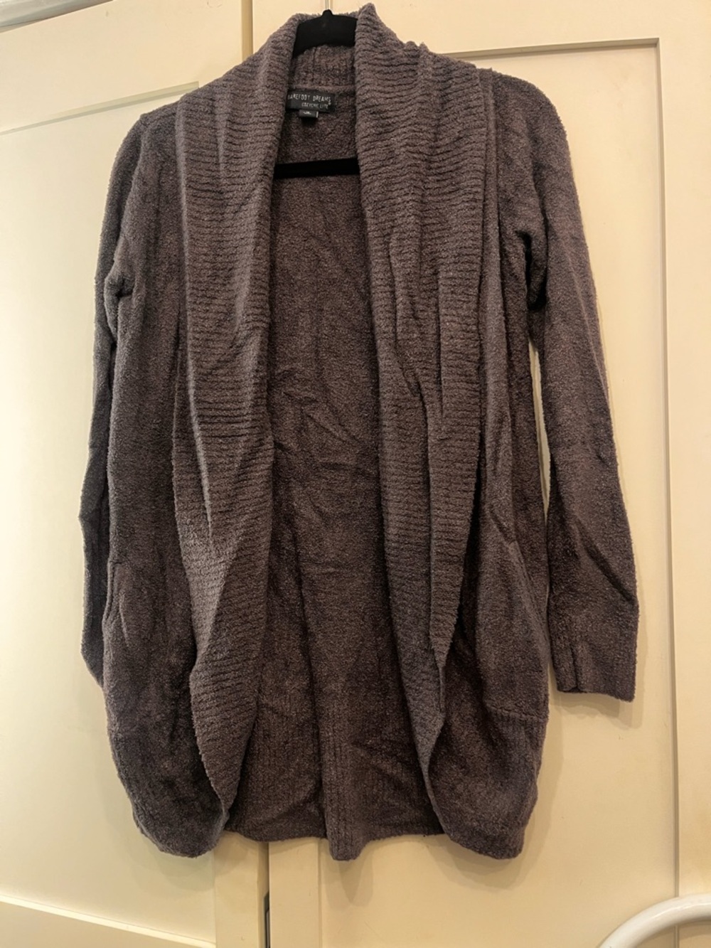 Barefoot Dreams Plush Open-Front Shawl Collar Cardigan - Gray